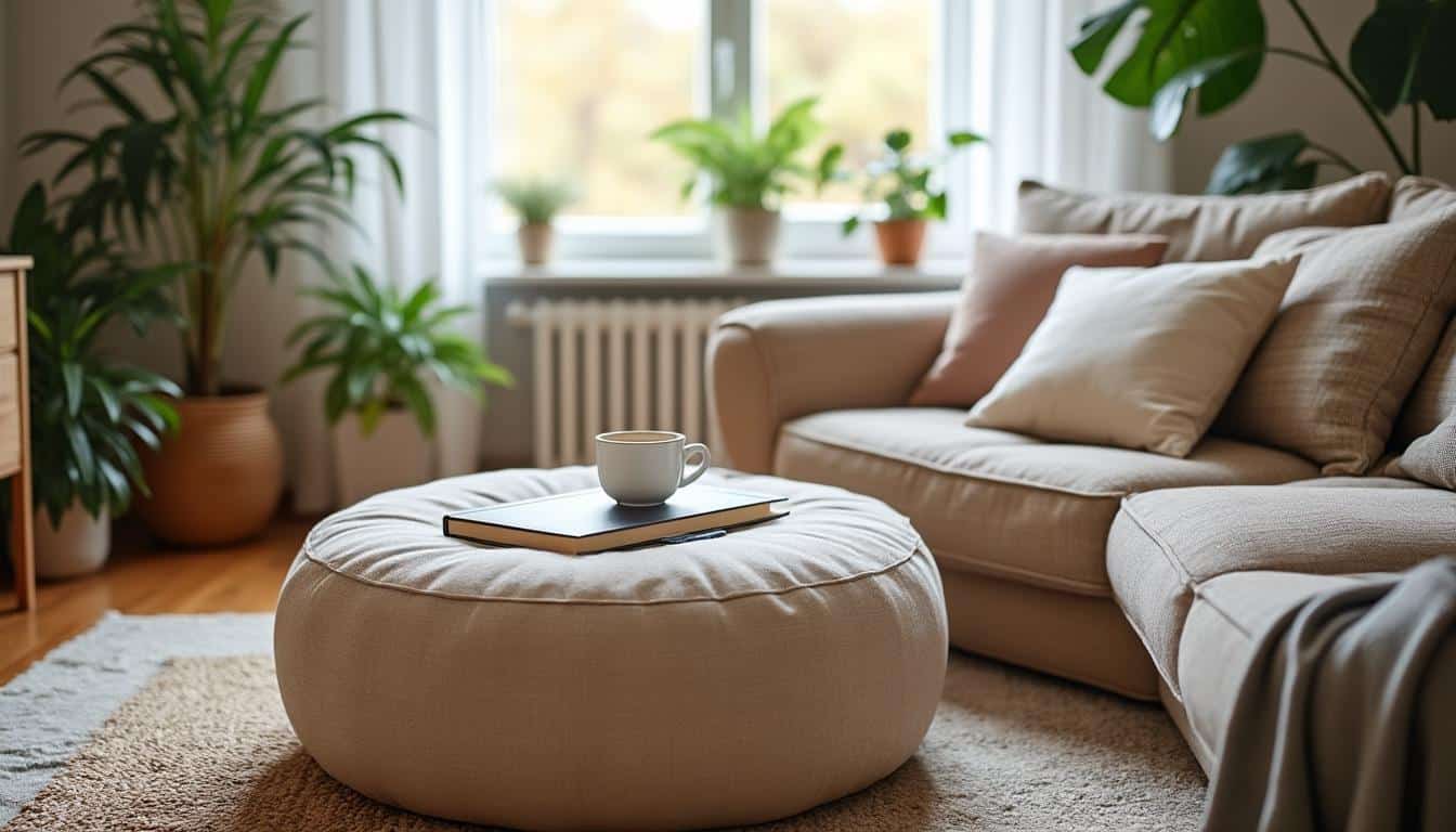 Optimiser l'espace réduit du salon grâce au pouf