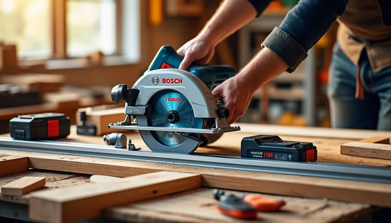 Illustration: Les caractéristiques techniques indispensables de la scie circulaire Bosch 18V avec rail