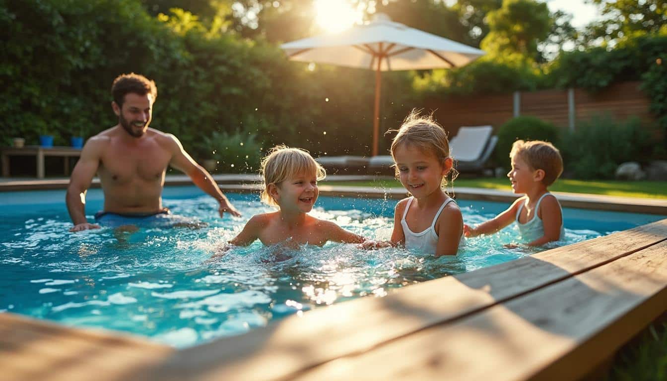 Piscine hors sol imitation bois : charme naturel et installation rapide